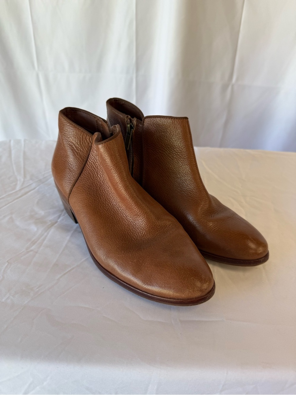 Sam Edelman Petty 7.5 womens ankle boots bootie chestnut leather side zipper